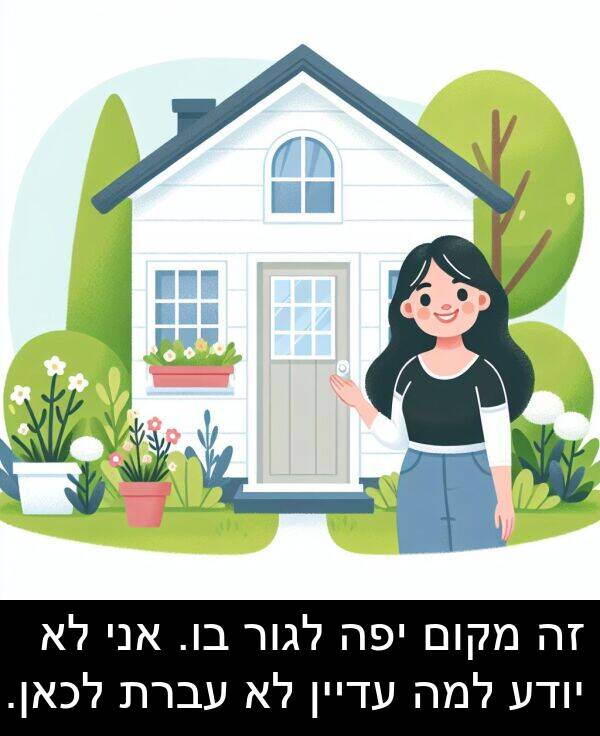 עדיין: זה מקום יפה לגור בו. אני לא יודע למה עדיין לא עברת לכאן.