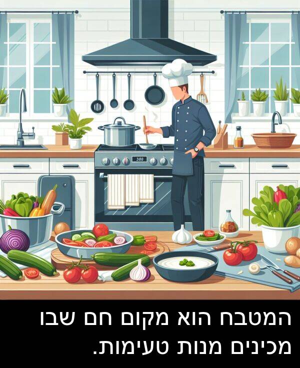 מקום: המטבח הוא מקום חם שבו מכינים מנות טעימות.