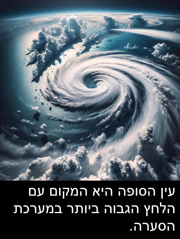 עין: עין הסופה היא המקום עם הלחץ הגבוה ביותר במערכת הסערה.