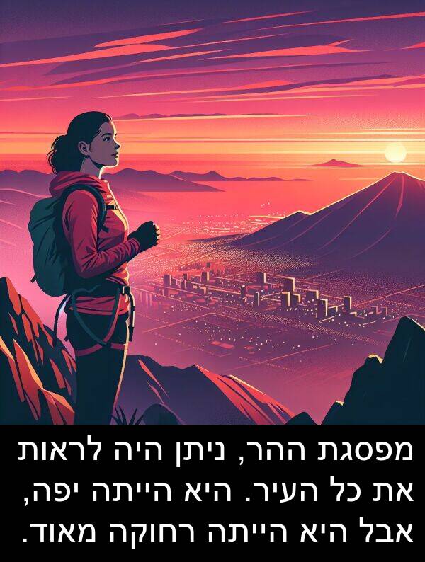 ניתן: מפסגת ההר, ניתן היה לראות את כל העיר. היא הייתה יפה, אבל היא הייתה רחוקה מאוד.