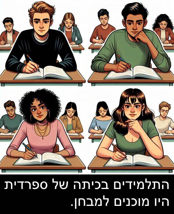 ספרדית: התלמידים בכיתה של ספרדית היו מוכנים למבחן.