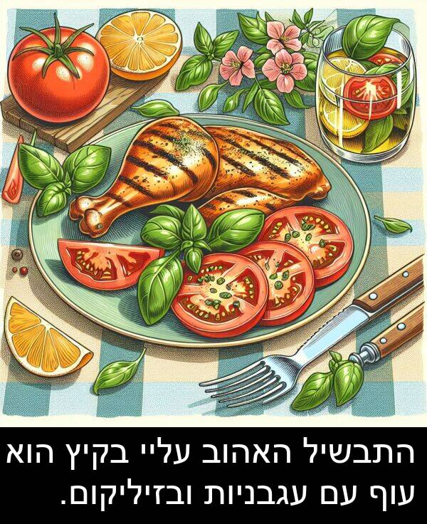 עליי: התבשיל האהוב עליי בקיץ הוא עוף עם עגבניות ובזיליקום.