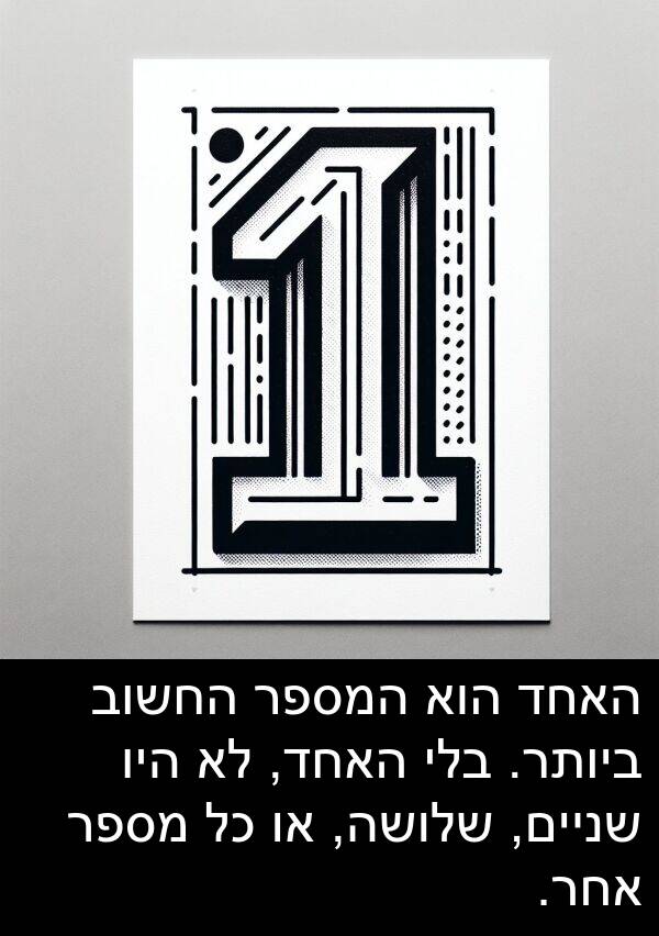 אחר: האחד הוא המספר החשוב ביותר. בלי האחד, לא היו שניים, שלושה, או כל מספר אחר.