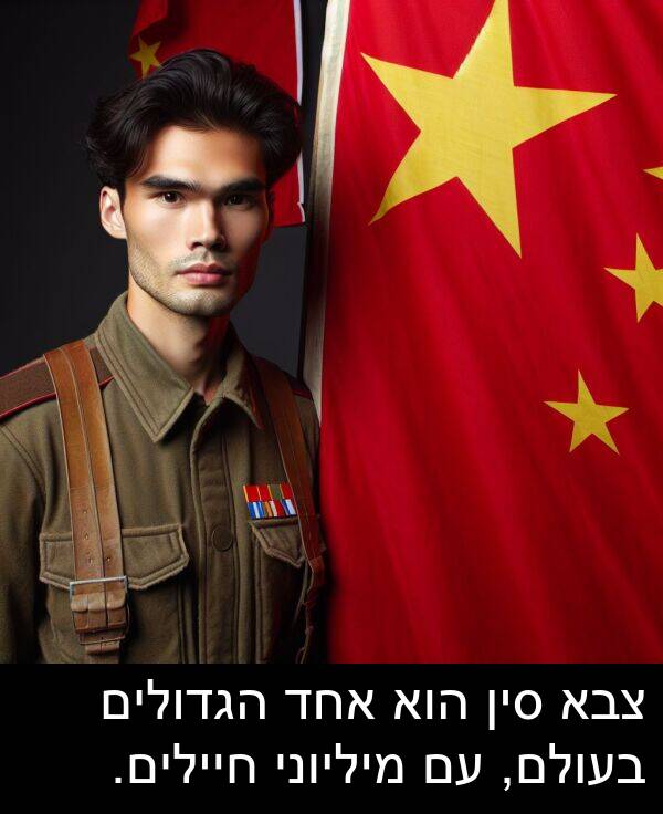 צבא: צבא סין הוא אחד הגדולים בעולם, עם מיליוני חיילים.