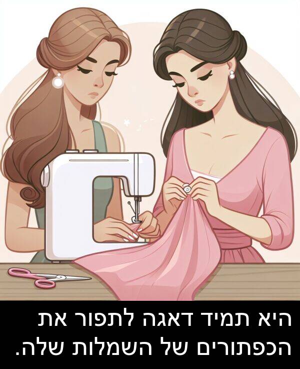 דאגה: היא תמיד דאגה לתפור את הכפתורים של השמלות שלה.