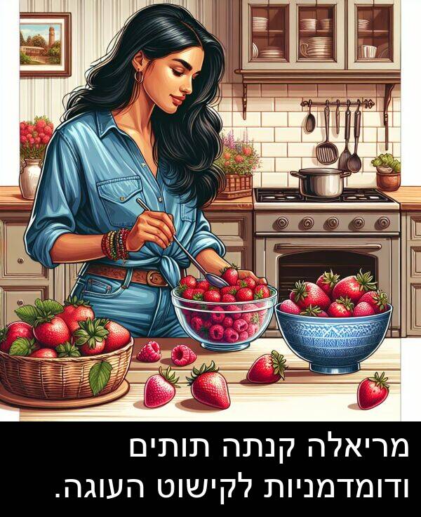 קנתה: מריאלה קנתה תותים ודומדמניות לקישוט העוגה.
