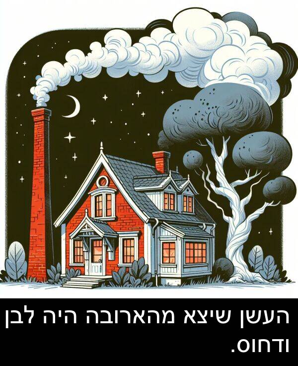 מהארובה: העשן שיצא מהארובה היה לבן ודחוס.