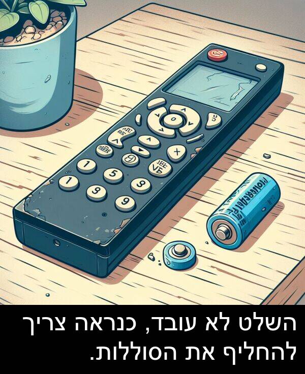 צריך: השלט לא עובד, כנראה צריך להחליף את הסוללות.