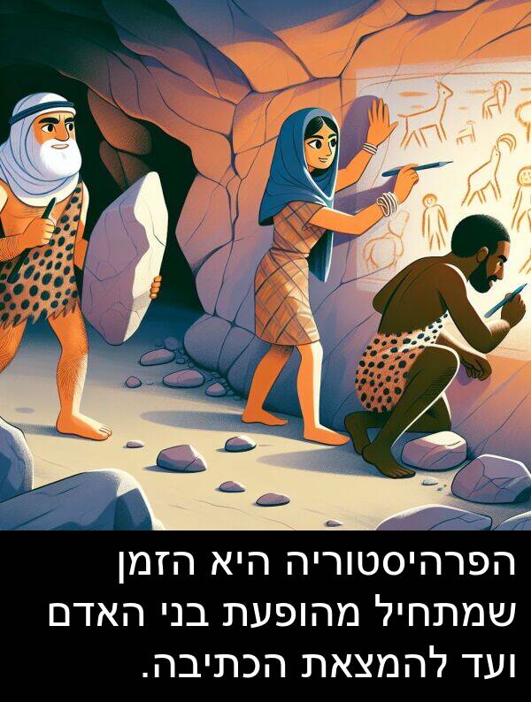 מהופעת: הפרהיסטוריה היא הזמן שמתחיל מהופעת בני האדם ועד להמצאת הכתיבה.