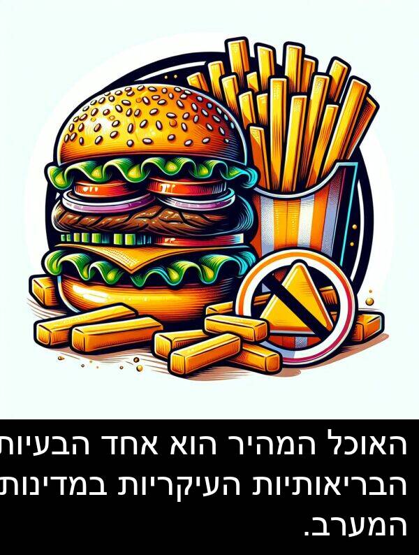 האוכל: האוכל המהיר הוא אחד הבעיות הבריאותיות העיקריות במדינות המערב.