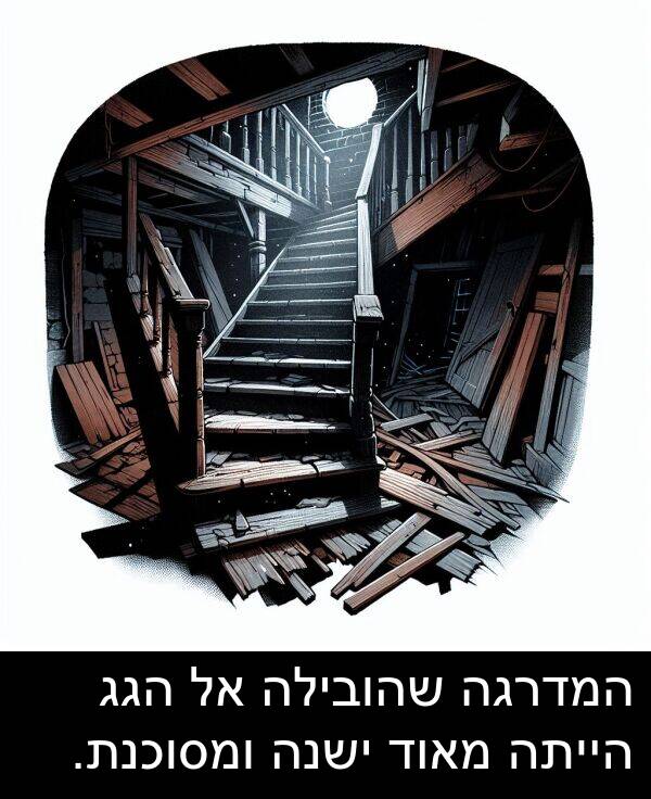 שהובילה: המדרגה שהובילה אל הגג הייתה מאוד ישנה ומסוכנת.