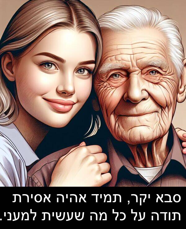 אהיה: סבא יקר, תמיד אהיה אסירת תודה על כל מה שעשית למעני.