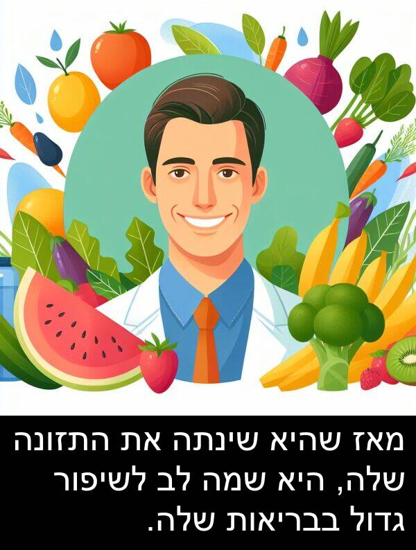 מאז: מאז שהיא שינתה את התזונה שלה, היא שמה לב לשיפור גדול בבריאות שלה.