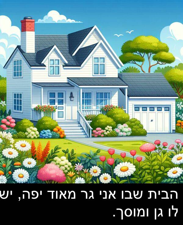 שבו: הבית שבו אני גר מאוד יפה, יש לו גן ומוסך.