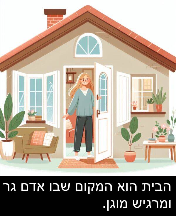 אדם: הבית הוא המקום שבו אדם גר ומרגיש מוגן.