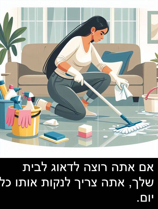 שלך: אם אתה רוצה לדאוג לבית שלך, אתה צריך לנקות אותו כל יום.