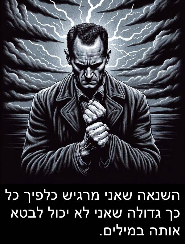גדולה: השנאה שאני מרגיש כלפיך כל כך גדולה שאני לא יכול לבטא אותה במילים.