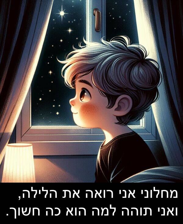 תוהה: מחלוני אני רואה את הלילה, ואני תוהה למה הוא כה חשוך.