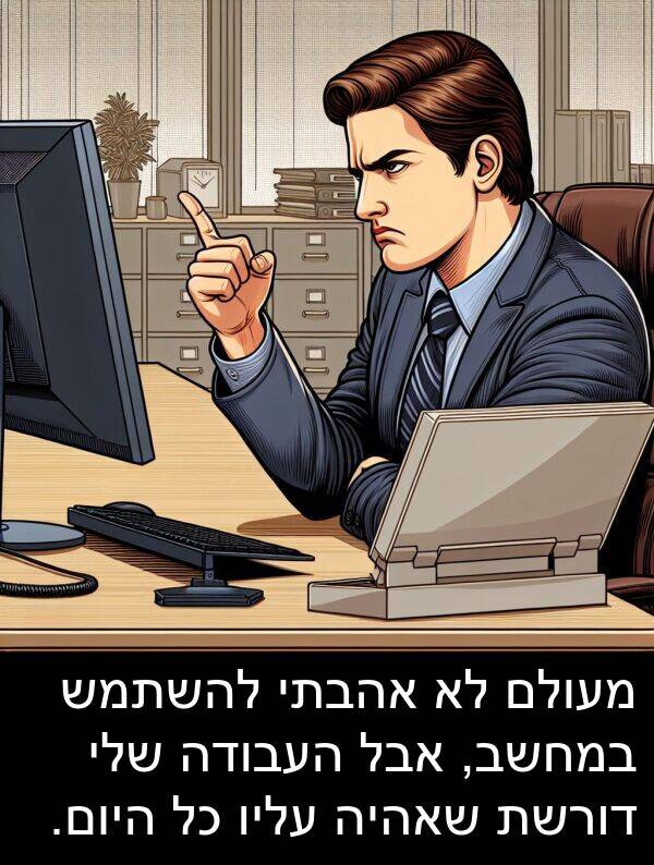 אהבתי: מעולם לא אהבתי להשתמש במחשב, אבל העבודה שלי דורשת שאהיה עליו כל היום.