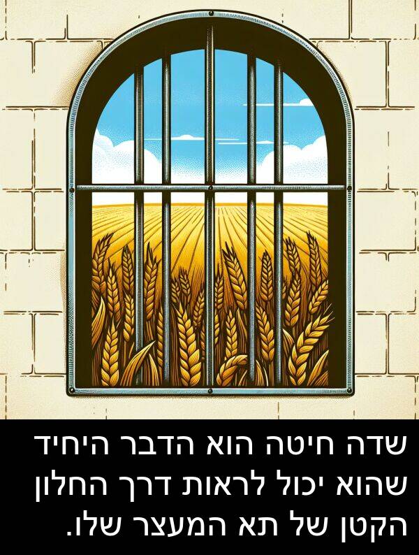 דרך: שדה חיטה הוא הדבר היחיד שהוא יכול לראות דרך החלון הקטן של תא המעצר שלו.