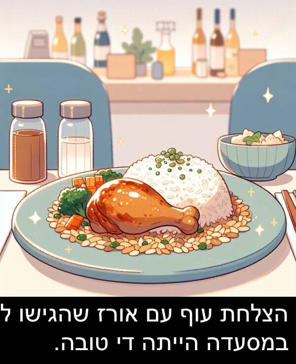 טובה: הצלחת עוף עם אורז שהגישו לי במסעדה הייתה די טובה.