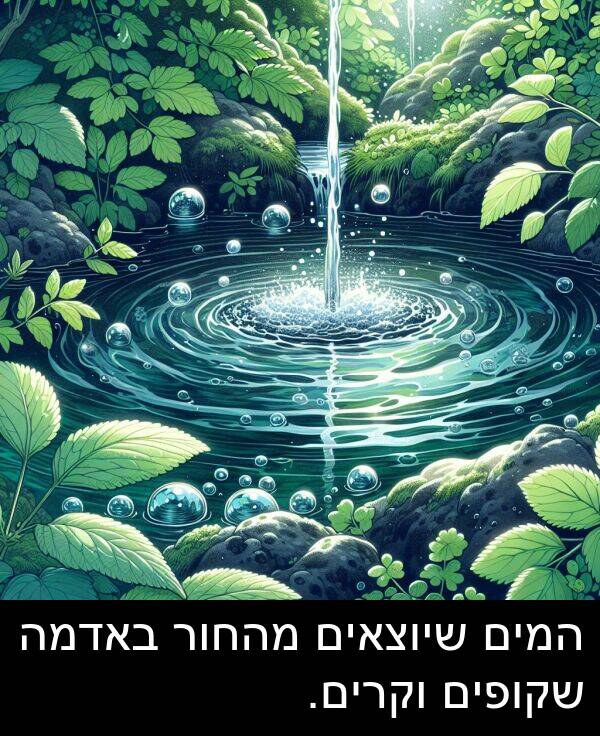 באדמה: המים שיוצאים מהחור באדמה שקופים וקרים.