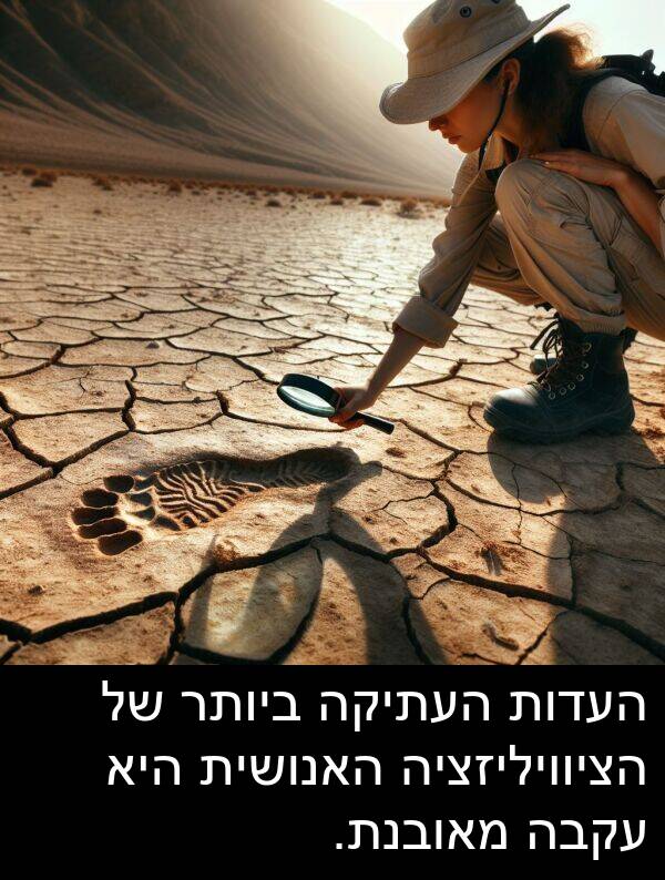 מאובנת: העדות העתיקה ביותר של הציוויליזציה האנושית היא עקבה מאובנת.