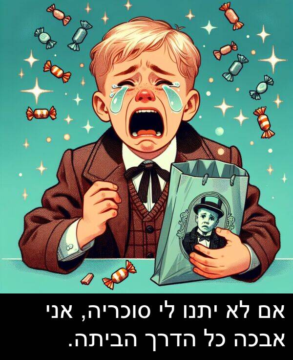 אבכה: אם לא יתנו לי סוכריה, אני אבכה כל הדרך הביתה.