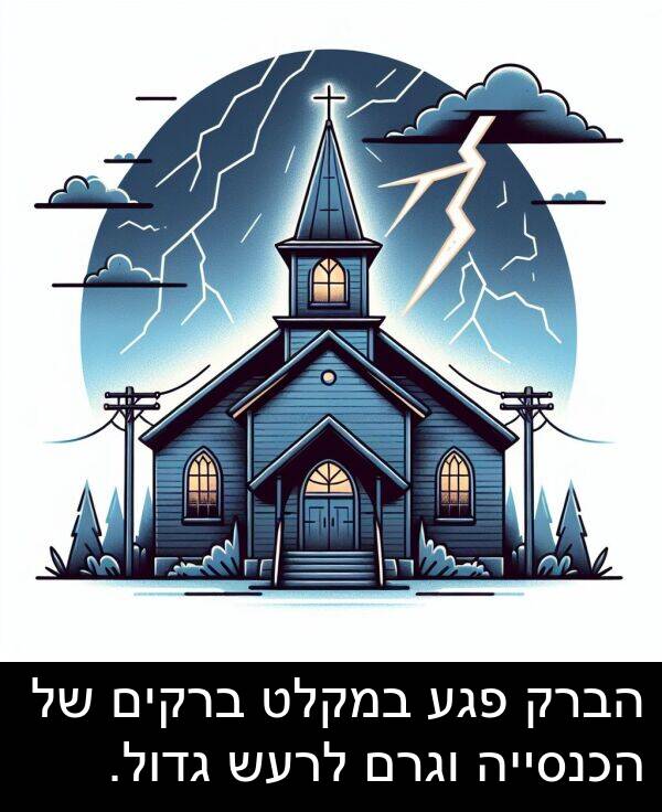 פגע: הברק פגע במקלט ברקים של הכנסייה וגרם לרעש גדול.