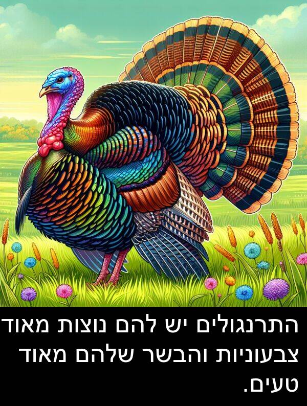 טעים: התרנגולים יש להם נוצות מאוד צבעוניות והבשר שלהם מאוד טעים.