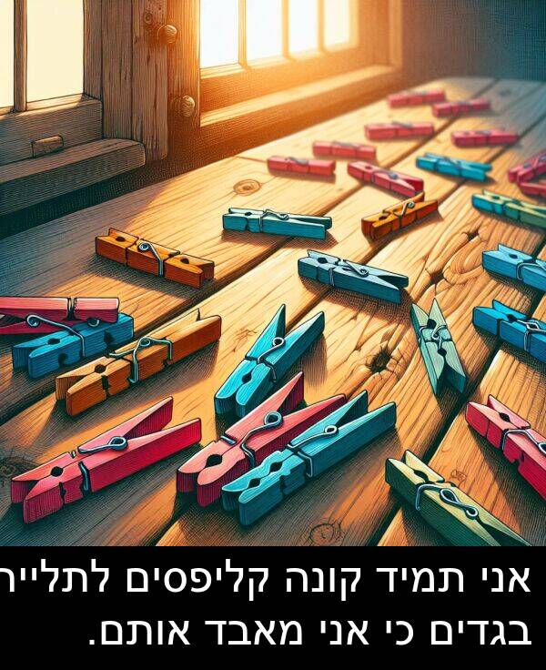 בגדים: אני תמיד קונה קליפסים לתליית בגדים כי אני מאבד אותם.