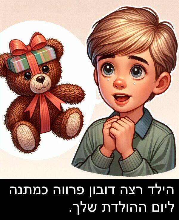 פרווה: הילד רצה דובון פרווה כמתנה ליום ההולדת שלך.