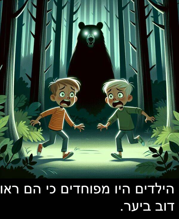 דוב: הילדים היו מפוחדים כי הם ראו דוב ביער.