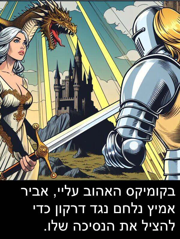 אביר: בקומיקס האהוב עליי, אביר אמיץ נלחם נגד דרקון כדי להציל את הנסיכה שלו.