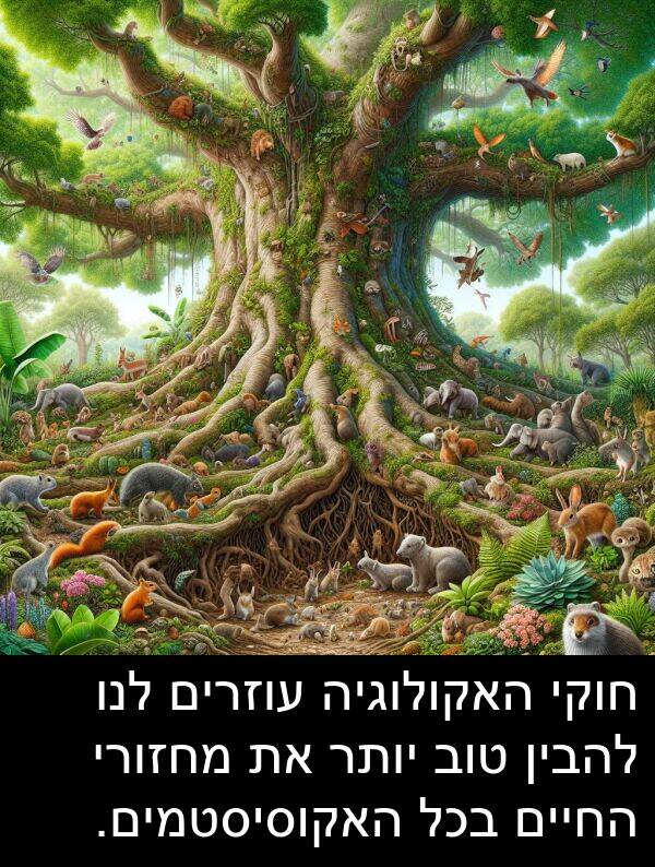 עוזרים: חוקי האקולוגיה עוזרים לנו להבין טוב יותר את מחזורי החיים בכל האקוסיסטמים.