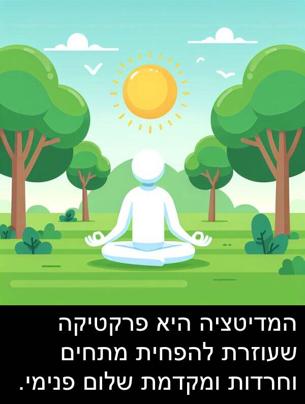 פנימי: המדיטציה היא פרקטיקה שעוזרת להפחית מתחים וחרדות ומקדמת שלום פנימי.