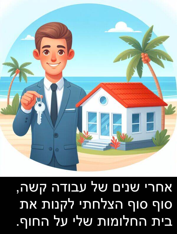 קשה: אחרי שנים של עבודה קשה, סוף סוף הצלחתי לקנות את בית החלומות שלי על החוף.