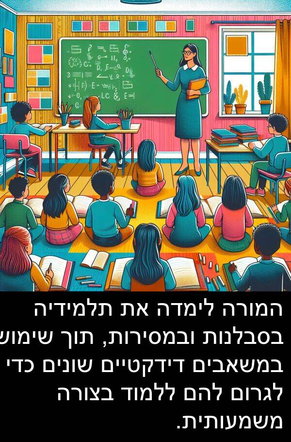 דידקטיים: המורה לימדה את תלמידיה בסבלנות ובמסירות, תוך שימוש במשאבים דידקטיים שונים כדי לגרום להם ללמוד בצורה משמעותית.