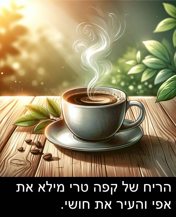 טרי: הריח של קפה טרי מילא את אפי והעיר את חושי.