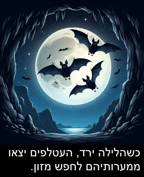 ירד: כשהלילה ירד, העטלפים יצאו ממערותיהם לחפש מזון.