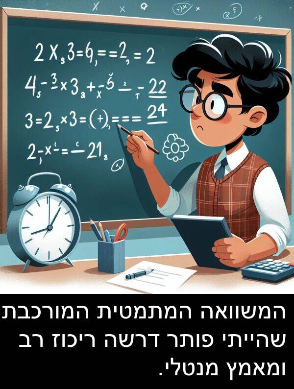 פותר: המשוואה המתמטית המורכבת שהייתי פותר דרשה ריכוז רב ומאמץ מנטלי.