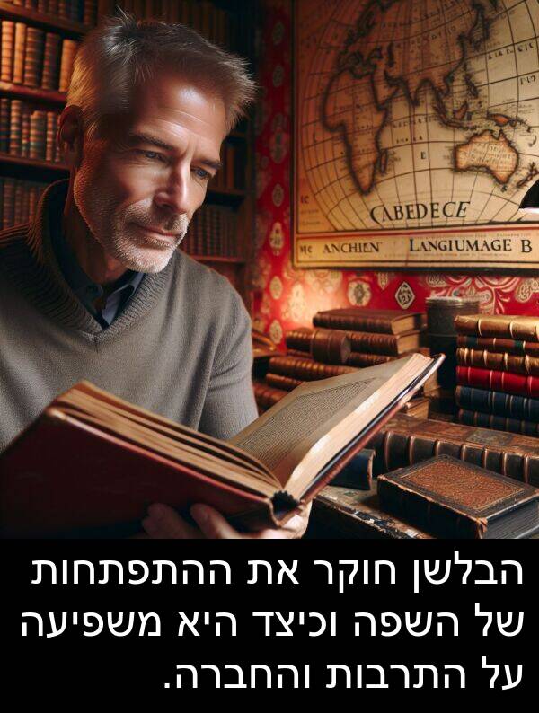 חוקר: הבלשן חוקר את ההתפתחות של השפה וכיצד היא משפיעה על התרבות והחברה.