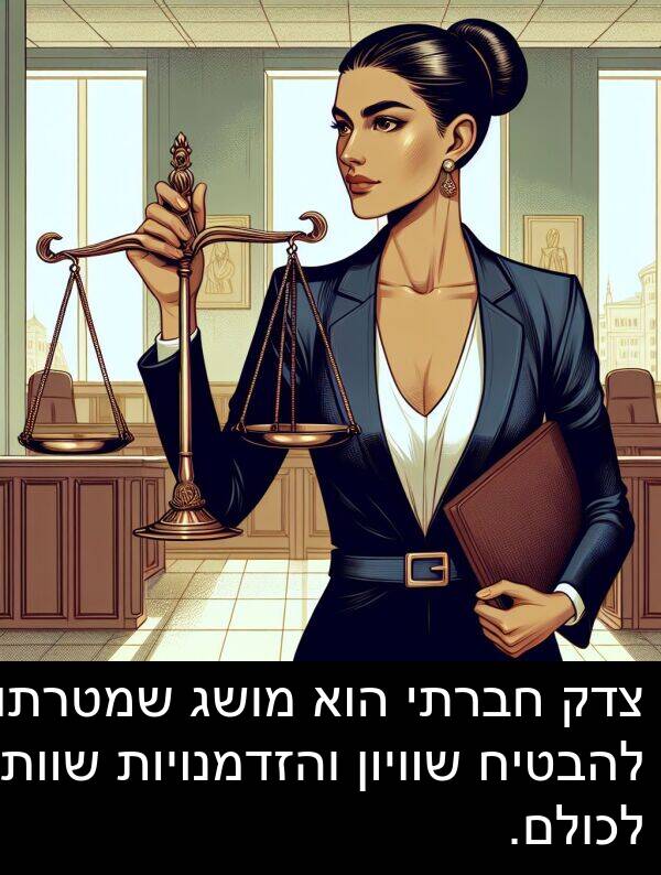 צדק: צדק חברתי הוא מושג שמטרתו להבטיח שוויון והזדמנויות שוות לכולם.
