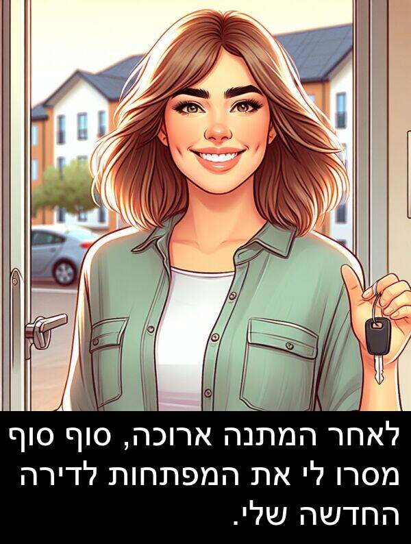סוף: לאחר המתנה ארוכה, סוף סוף מסרו לי את המפתחות לדירה החדשה שלי.
