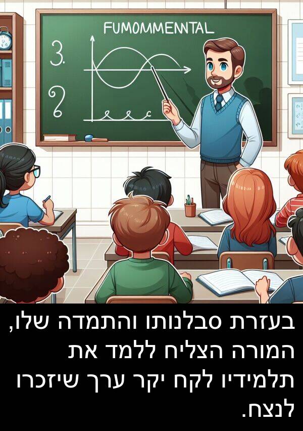 ערך: בעזרת סבלנותו והתמדה שלו, המורה הצליח ללמד את תלמידיו לקח יקר ערך שיזכרו לנצח.