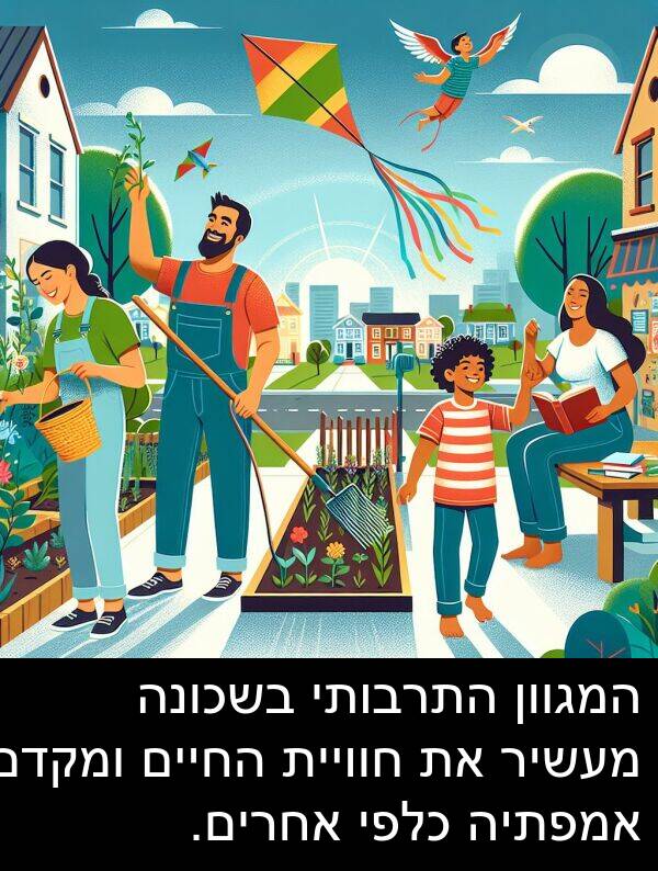 חוויית: המגוון התרבותי בשכונה מעשיר את חוויית החיים ומקדם אמפתיה כלפי אחרים.
