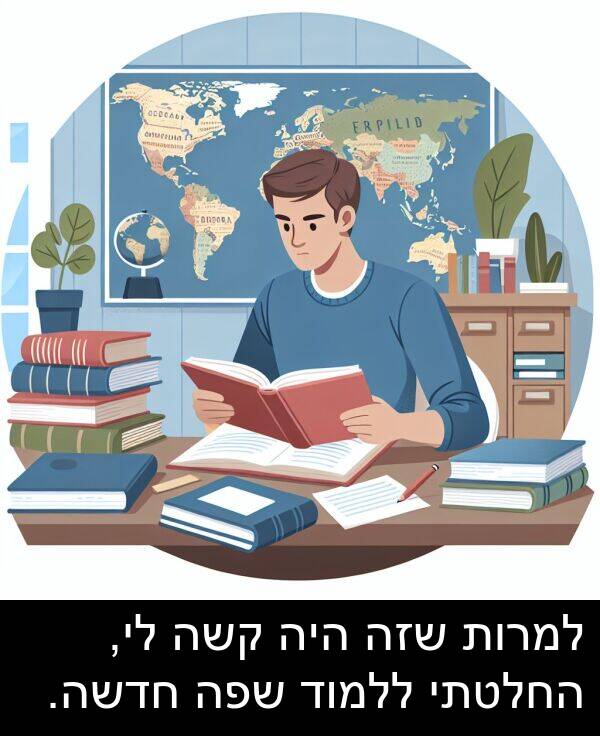 קשה: למרות שזה היה קשה לי, החלטתי ללמוד שפה חדשה.