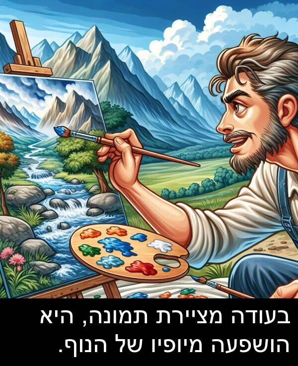 מציירת: בעודה מציירת תמונה, היא הושפעה מיופיו של הנוף.