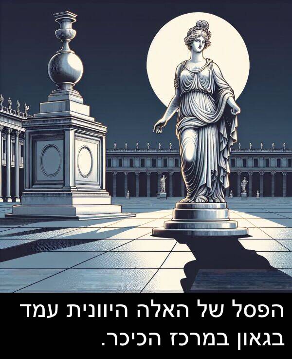 בגאון: הפסל של האלה היוונית עמד בגאון במרכז הכיכר.