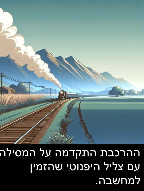 צליל: ההרכבת התקדמה על המסילה עם צליל היפנוטי שהזמין למחשבה.